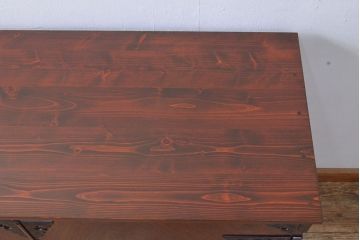 中古　美品　岩谷堂箪笥　菊幸作　当店リメイク(ヒノキ天板・台輪付き)　前面の木目が存在感を放つ衣装盆付きサイドチェスト(引き出し、着物箪笥、収納棚、サイドボード)(R-051356)