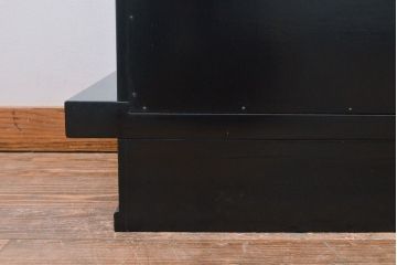 和製ヴィンテージ　民芸家具　漆塗り風　梅図が美しい飾り棚(茶棚、ビンテージ)(R-051361)