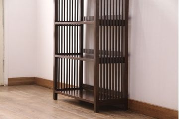 中古　松本民芸家具　#117型　和モダンスタイルにおすすめ!格子が魅力的な書棚(飾り棚、本棚、オープンラック)(R-051369)