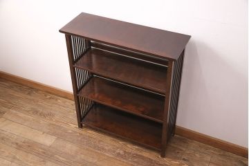 中古　松本民芸家具　#117型　和モダンスタイルにおすすめ!格子が魅力的な書棚(飾り棚、本棚、オープンラック)(R-051369)