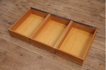 中古　松本民芸家具　ヒノキ天板・脚(台輪)付きリメイク　和モダンの空間づくりに活躍するローボード(テレビ台、テレビボード、リビングボード、収納棚)(R-051378)