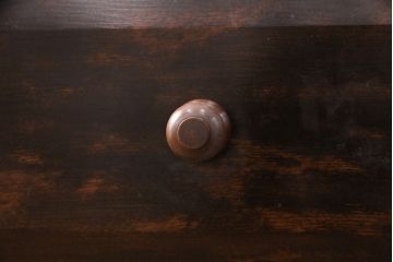 中古　松本民芸家具　ヒノキ天板・脚(台輪)付きリメイク　和モダンの空間づくりに活躍するローチェスト(引き出し、リビングボード、サイドチェスト)(R-051379)