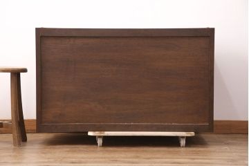 中古　松本民芸家具　ヒノキ天板・脚(台輪)付きリメイク　和モダンの空間づくりに活躍するローチェスト(引き出し、リビングボード、サイドチェスト)(R-051379)