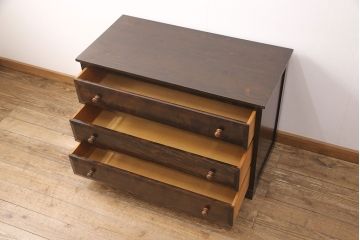 中古　松本民芸家具　天板リメイク　和・洋問わずに取り入れやすいシンプルなローチェスト(衣装箪笥、整理箪笥、引き出し)(R-051380)