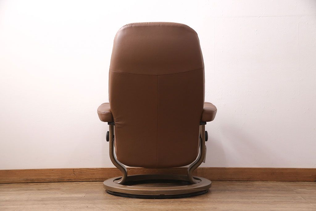 中古 展示美品 2019年製 本革 EKORNES(エコーネス) コンサルシリーズ Sサイズ オットマン付きストレスレスチェア(リクライニングチェア、一人掛けソファ、アームチェア)(定価約22万円)(R-051383)