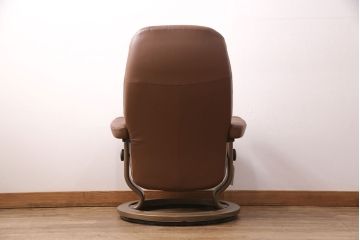 中古 展示美品 2019年製 本革 EKORNES(エコーネス) コンサルシリーズ Sサイズ オットマン付きストレスレスチェア(リクライニングチェア、一人掛けソファ、アームチェア)(定価約22万円)(R-051383)