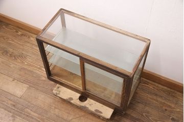 アンティーク家具　ナラ材　コレクションケースとしてもおすすめの卓上ガラスケース(ガラスショーケース、陳列棚、店舗什器)(R-051385)