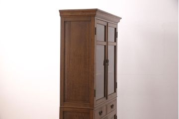 アンティーク家具　ナラ材　上手物!大正ロマン感じる重ねキャビネット(食器棚、収納棚、ブックケース、本箱、飾り棚、陳列棚)(R-051387)