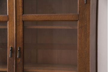 アンティーク家具　ナラ材　上手物!大正ロマン感じる重ねキャビネット(食器棚、収納棚、ブックケース、本箱、飾り棚、陳列棚)(R-051387)