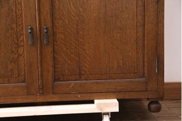 アンティーク家具　ナラ材　上手物!大正ロマン感じる重ねキャビネット(食器棚、収納棚、ブックケース、本箱、飾り棚、陳列棚)(R-051387)