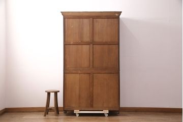 アンティーク家具　ナラ材　上手物!大正ロマン感じる重ねキャビネット(食器棚、収納棚、ブックケース、本箱、飾り棚、陳列棚)(R-051387)