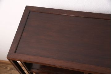 和製ヴィンテージ　ビンテージ家具　国産　手造り　漆塗りが美しいカリン材製の飾り棚(茶棚、茶箪笥、収納棚、戸棚、花梨材)(定価約40万円)(R-051388)