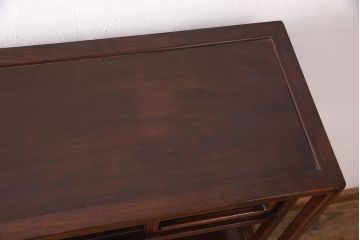 和製ヴィンテージ　ビンテージ家具　国産　手造り　漆塗りが美しいカリン材製の飾り棚(茶棚、茶箪笥、収納棚、戸棚、花梨材)(定価約40万円)(R-051388)