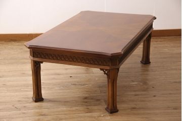 中古　美品　アメリカ家具　LANE(レーン)　パーケット天板と幕板のデザインがお洒落なセンターテーブル(リビングテーブル、コーヒーテーブル)(R-051393)