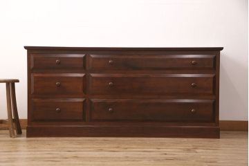 中古　美品　松本民芸家具　E-33型　落ち着きのある色味が素敵なローチェスト(ローボード、引き出し、テレビボード)(R-051395)