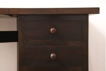 ヴィンテージ家具　和製ビンテージ　松本民芸家具　レア品!折り畳み天板付き脇机(片袖机、在宅ワーク、在宅用サイドテーブル、引き出し、サイドチェスト、ワークデスク)(R-051398)