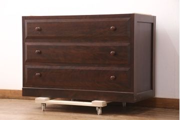 中古　美品　松本民芸家具　天板リメイク　深い色合いのシックなチェスト(サイドボード、引き出し、洋服タンス、サイドチェスト)(R-051402)