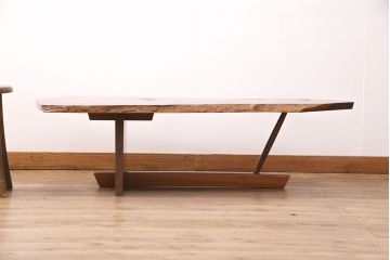 和製ヴィンテージ　MINGURENII COFFEE TABLE　希少なジョージナカシマ本人製作品!素材の形を活かしたデザインのミングレンコーヒーテーブル(ジョージ・ナカシマ、ミングレンII、センターテーブル、ローテーブル、机、ビンテージ)(R-051403)