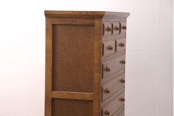 和製ヴィンテージ　ビンテージ家具　蝦夷(エゾ)民芸　インテリアえぞ(EZO) 温もりあふれるナラ材製のシンプルなチェスト(整理箪笥、引き出し、チェスト、収納タンス)(R-051405)