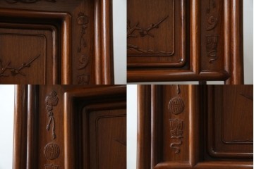 中古　美品　伝統工芸家具　中澤唐木製　漆塗りが上品な雰囲気を漂わせるカリン材製の飾り棚(茶棚、収納棚、戸棚、花梨材)(R-051408)