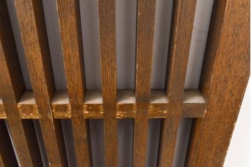 アンティーク建具　昭和中期　タモ材　和モダンの空間づくりにもおすすめ!情緒あふれる格子戸2枚セット(窓、引き戸)(R-051413)