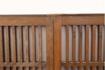 アンティーク建具　昭和中期　タモ材　和モダンの空間づくりにもおすすめ!情緒あふれる格子戸2枚セット(窓、引き戸)(R-051413)