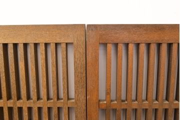 アンティーク建具　昭和中期　タモ材　和モダンの空間づくりにもおすすめ!情緒あふれる格子戸2枚セット(窓、引き戸)(R-051414)