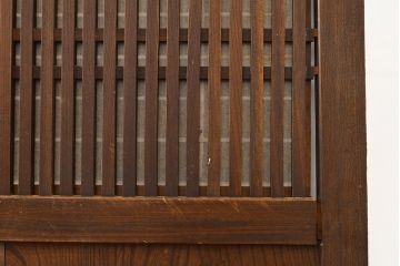 アンティーク建具　明治期　裏障子付き　総ケヤキ材　希少!時を経ても杢目が美しい上手物の格子帯戸4枚セット(板戸、帯戸、引き戸)(R-051415)