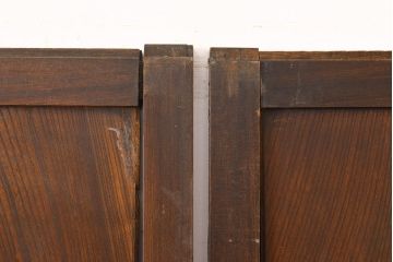 アンティーク建具　明治期　裏障子付き　総ケヤキ材　希少!時を経ても杢目が美しい上手物の格子帯戸4枚セット(板戸、帯戸、引き戸)(R-051415)