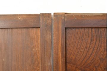 アンティーク建具　明治期　裏障子付き　総ケヤキ材　希少!時を経ても杢目が美しい上手物の格子帯戸4枚セット(板戸、帯戸、引き戸)(R-051415)