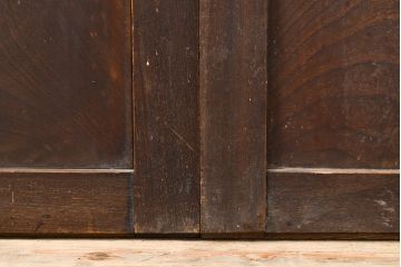 アンティーク建具　明治期　裏障子付き　総ケヤキ材　希少!時を経ても杢目が美しい上手物の格子帯戸4枚セット(板戸、帯戸、引き戸)(R-051415)