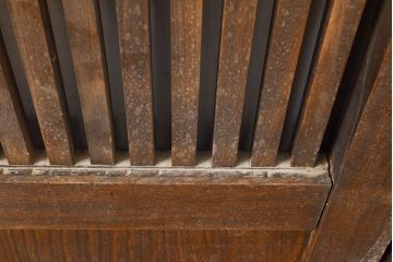 アンティーク建具　明治期　裏障子付き　総ケヤキ材　希少!時を経ても杢目が美しい上手物の格子帯戸4枚セット(板戸、帯戸、引き戸)(R-051415)