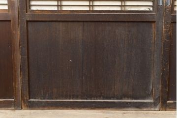 アンティーク建具　柔らかな光を取り入れる格子帯戸4枚セット(障子戸、板戸)(R-051416)