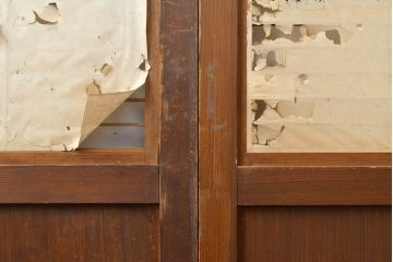 アンティーク建具　柔らかな光を取り入れる格子帯戸4枚セット(障子戸、板戸)(R-051416)