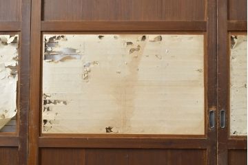 アンティーク建具　柔らかな光を取り入れる格子帯戸4枚セット(障子戸、板戸)(R-051416)