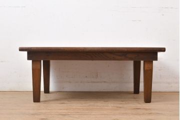 和製アンティーク　昭和レトロと和モダンの雰囲気を兼ね備えた角ちゃぶ台(座卓、ローテーブル、折り畳みテーブル、リビングテーブル、センターテーブル)(R-051420)