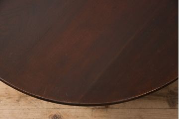 和製アンティーク　栓材　深い色味がレトロな雰囲気を高める丸ちゃぶ台(折りたたみテーブル、座卓、ローテーブル)(R-051421)
