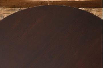 和製アンティーク　栓材　深い色味がレトロな雰囲気を高める丸ちゃぶ台(折りたたみテーブル、座卓、ローテーブル)(R-051421)