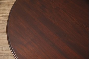 和製アンティーク　栓材　赤みがかった濃淡の木目が魅力の丸ちゃぶ台(折りたたみテーブル、座卓、ローテーブル)(R-051422)