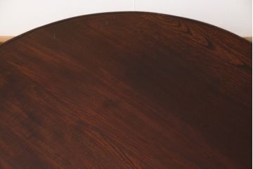 和製アンティーク　栓材　赤みがかった濃淡の木目が魅力の丸ちゃぶ台(折りたたみテーブル、座卓、ローテーブル)(R-051422)