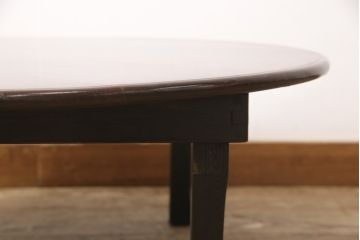 和製アンティーク　栓材　赤みがかった濃淡の木目が魅力の丸ちゃぶ台(折りたたみテーブル、座卓、ローテーブル)(R-051422)