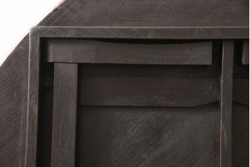 和製アンティーク　栓材　赤みがかった濃淡の木目が魅力の丸ちゃぶ台(折りたたみテーブル、座卓、ローテーブル)(R-051422)