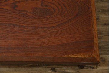 和製アンティーク　総ケヤキ材　挽き物の脚が目を惹く角ちゃぶ台 　(R-051423)