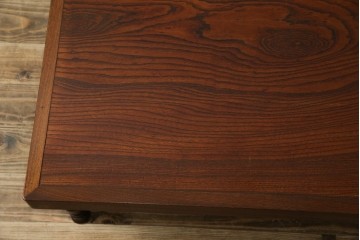 和製アンティーク　総ケヤキ材　挽き物の脚が目を惹く角ちゃぶ台 　(R-051423)