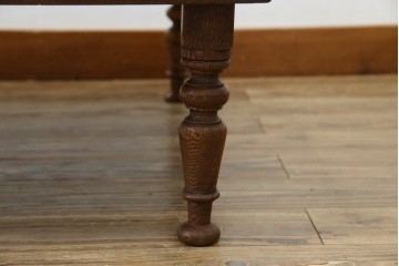 和製アンティーク　総ケヤキ材　挽き物の脚が目を惹く角ちゃぶ台 　(R-051423)