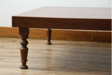 和製アンティーク　総ケヤキ材　挽き物の脚が目を惹く角ちゃぶ台 　(R-051423)