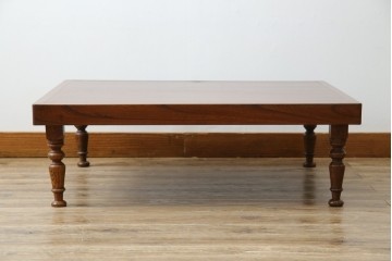 和製アンティーク　総ケヤキ材　挽き物の脚が目を惹く角ちゃぶ台 　(R-051423)