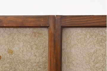 アンティーク建具　総ケヤキ材　希少!結霜ガラスがおしゃれな小振りのガラス戸2枚セット(窓、引き戸)(R-051425)