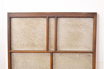 アンティーク建具　総ケヤキ材　希少!結霜ガラスがおしゃれな小振りのガラス戸2枚セット(窓、引き戸)(R-051425)