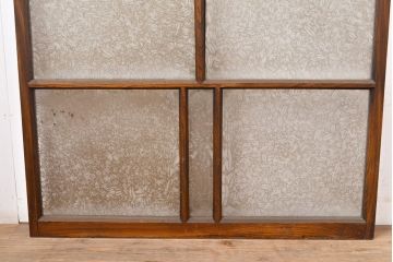 アンティーク建具　総ケヤキ材　希少!結霜ガラスがおしゃれな小振りのガラス戸2枚セット(窓、引き戸)(R-051425)